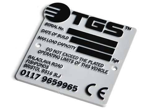 Custom Relief Moulded Machine Nameplate with Black Tipping Custom relief moulded machine nameplate with black tipping