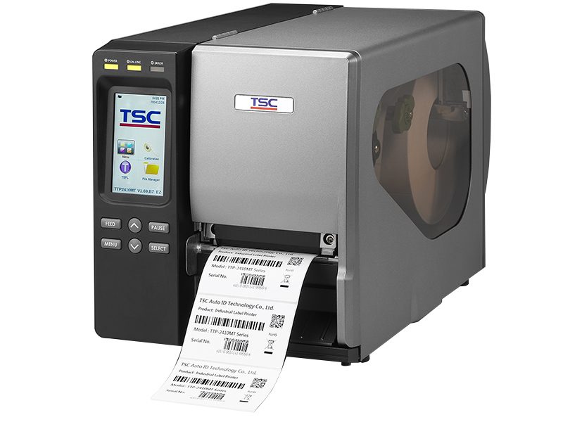 TSC MT Range Thermal Transfer Printer TSC MT Range of thermal transfer printers printing black and white label